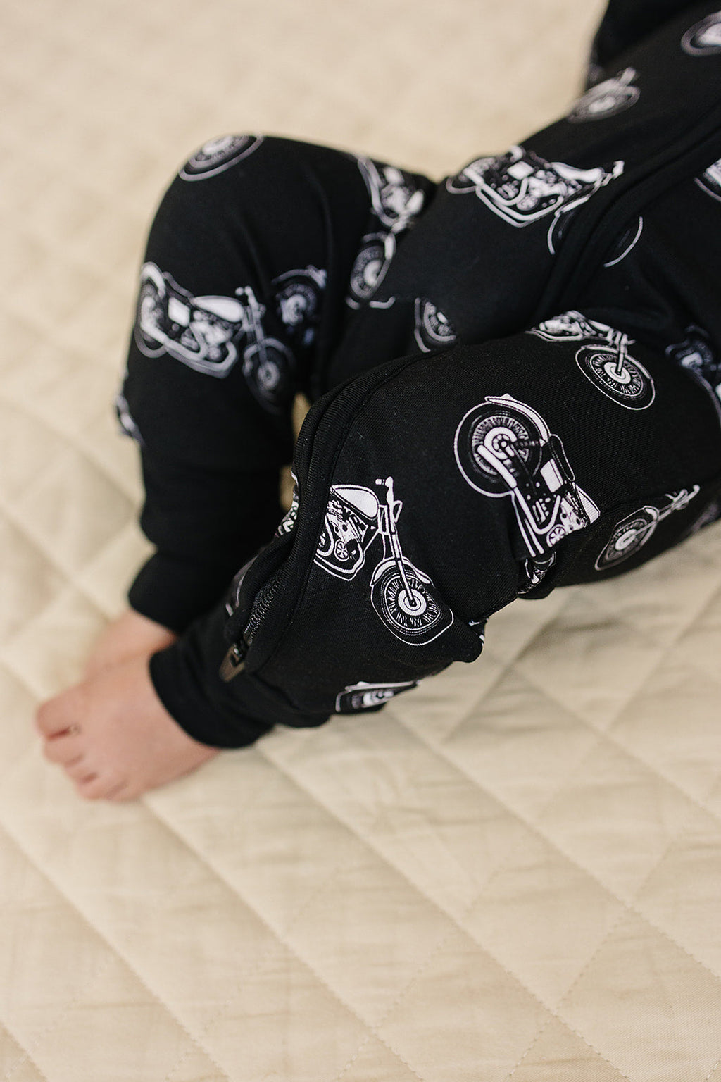Bamboo Zip Romper | Born to Ride Black