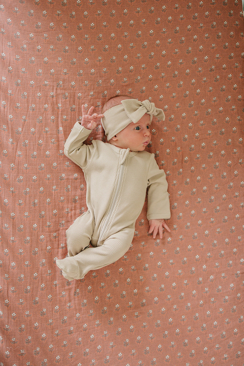 Vintage Pink Floral Muslin Crib Sheet
