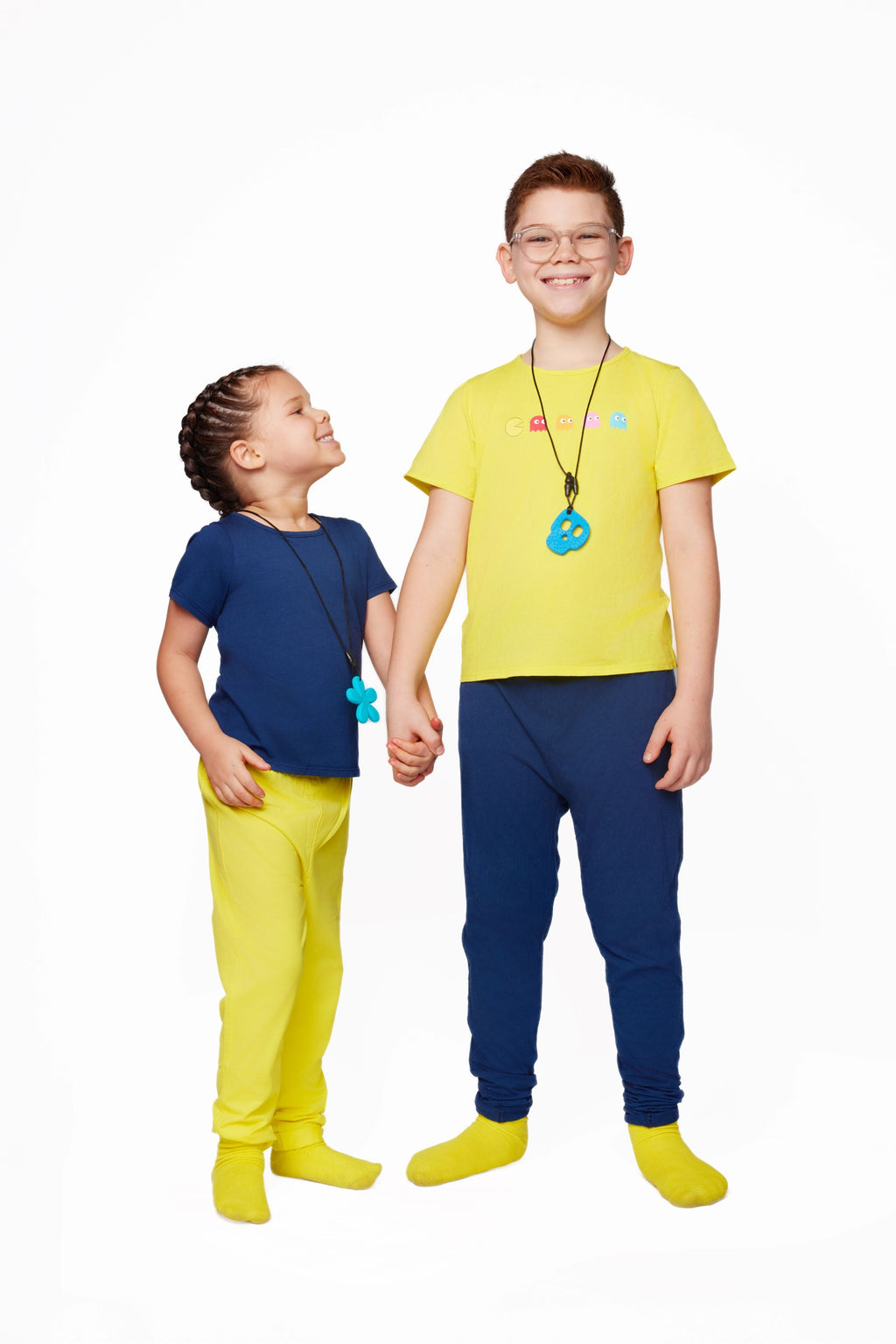 The Everyday Sensory Friendly Navy Tee w Chewy Necklace
