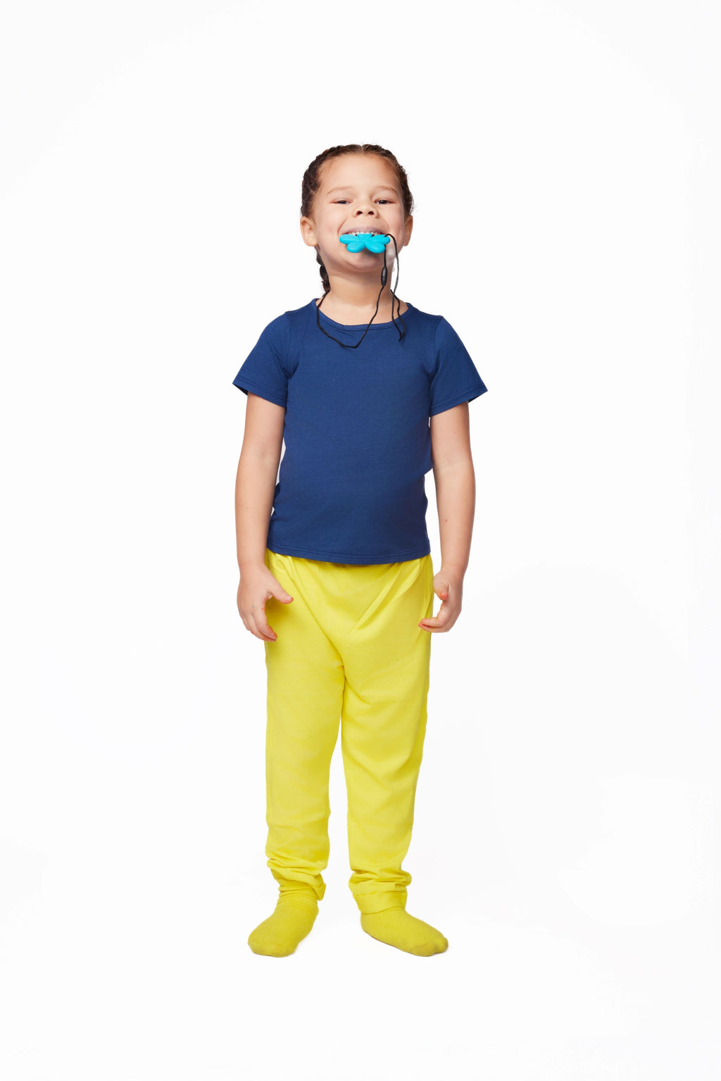 The Everyday Sensory Friendly Navy Tee w Chewy Necklace