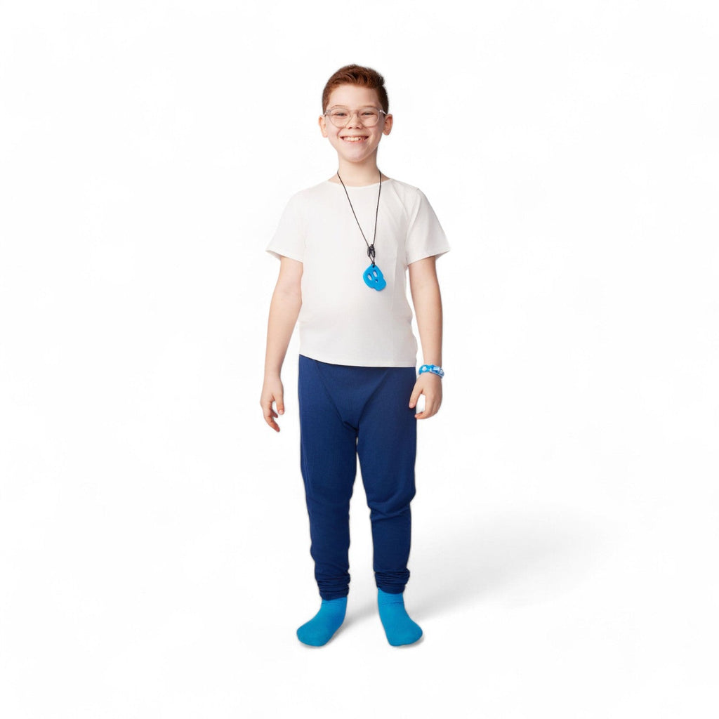 The Everyday Sensory Friendly White Tee w Chewy necklace