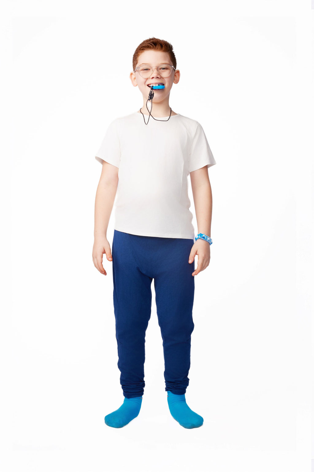 The Everyday Sensory Friendly White Tee w Chewy necklace