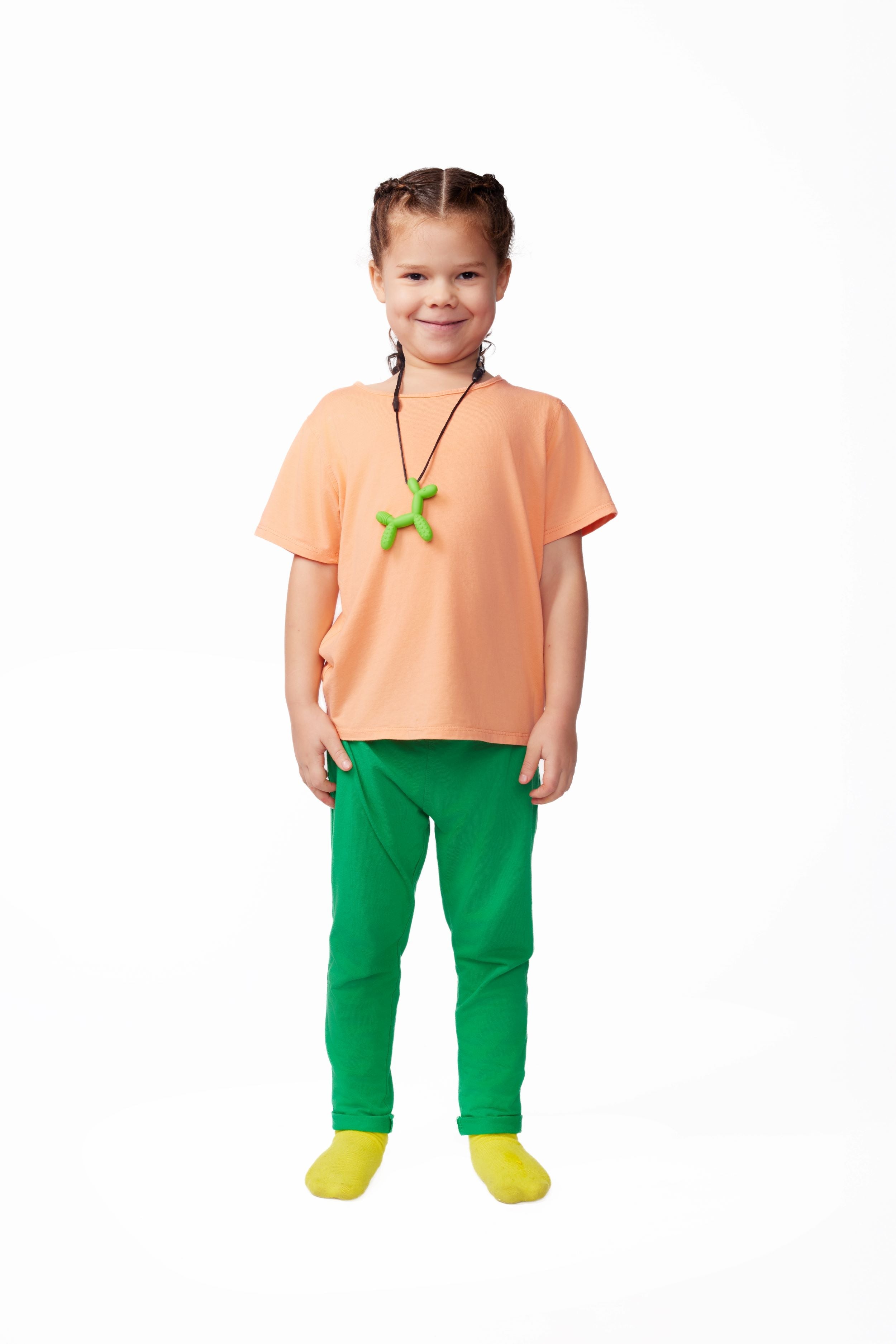 The Everyday Sensory Friendly Coral Tee w Chewy Necklace