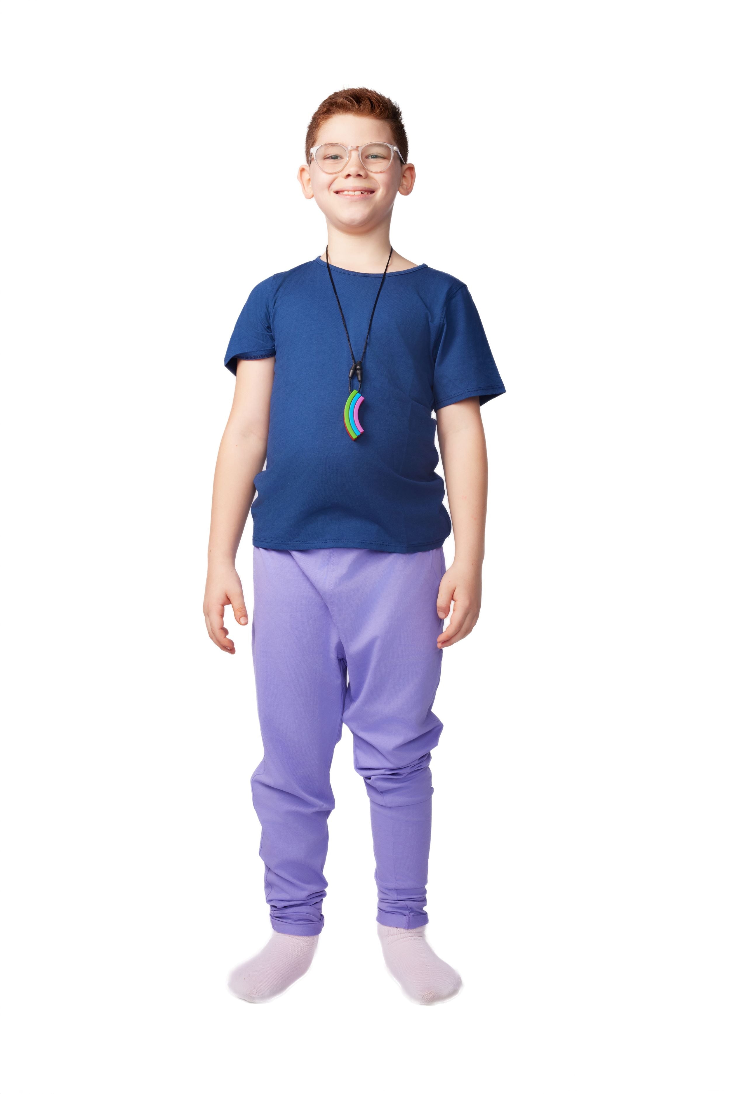 The Everyday Sensory Friendly Navy Tee w Chewy Necklace