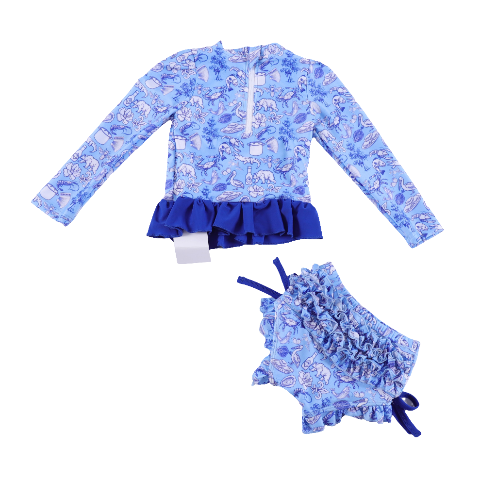 Girls Ruffle 2 Piece Swim Suit
