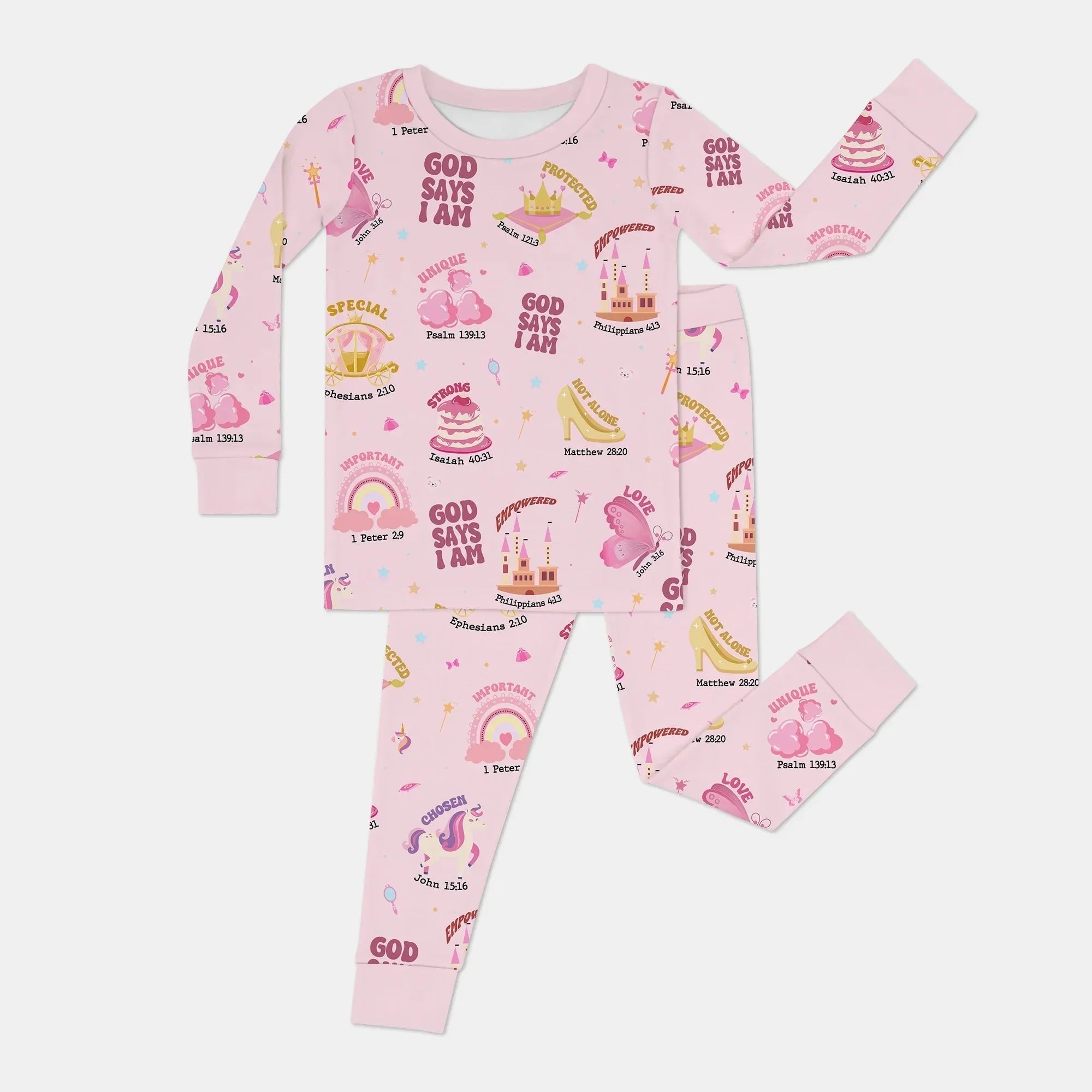 God Says I Am Girl Bamboo Two Piece Long Sleeve Pajama Set