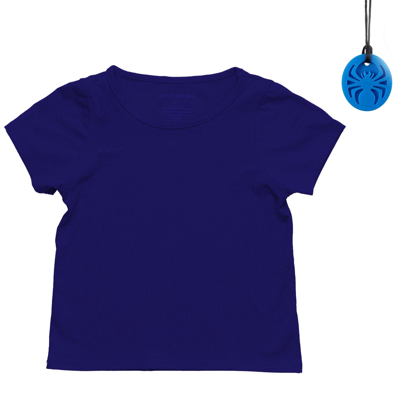 The Everyday Sensory Friendly Navy Tee w Chewy Necklace
