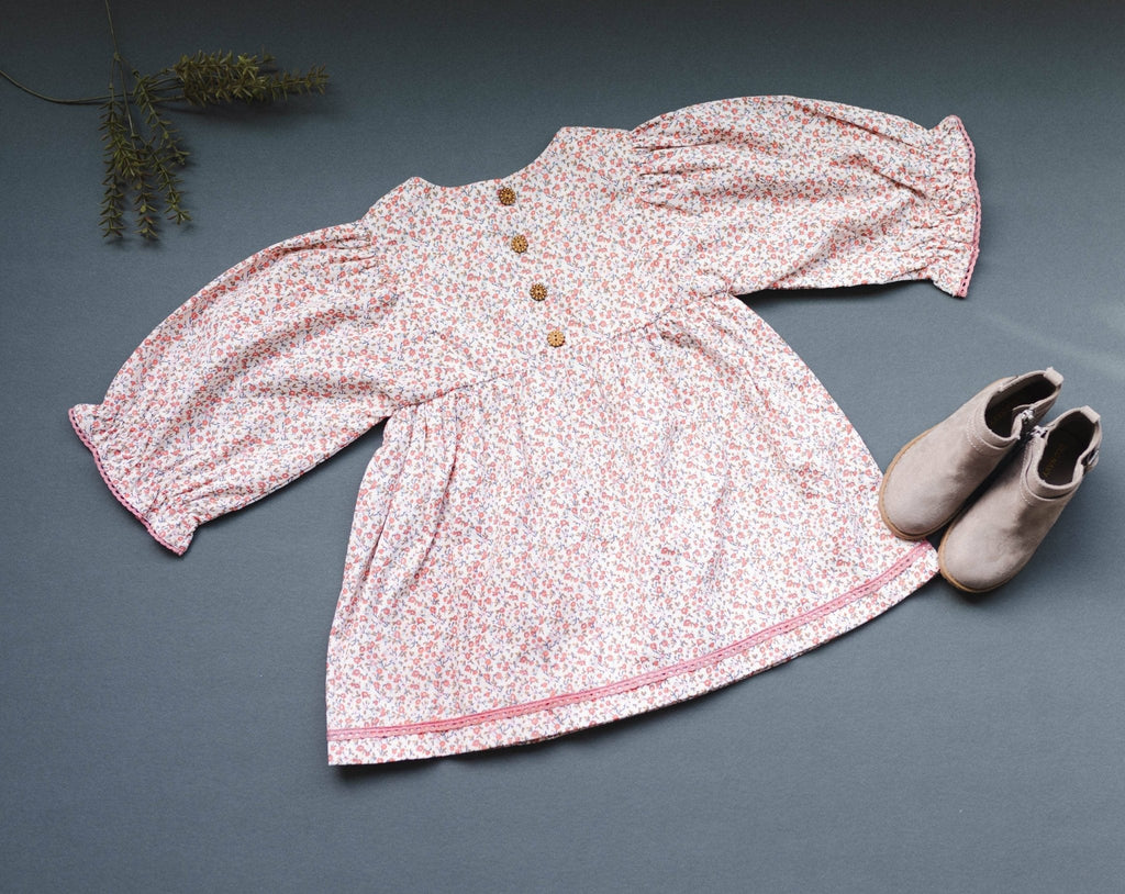 Pink Ditsy Floral Corduroy Dress | Girls’ Lace Trim Dress
